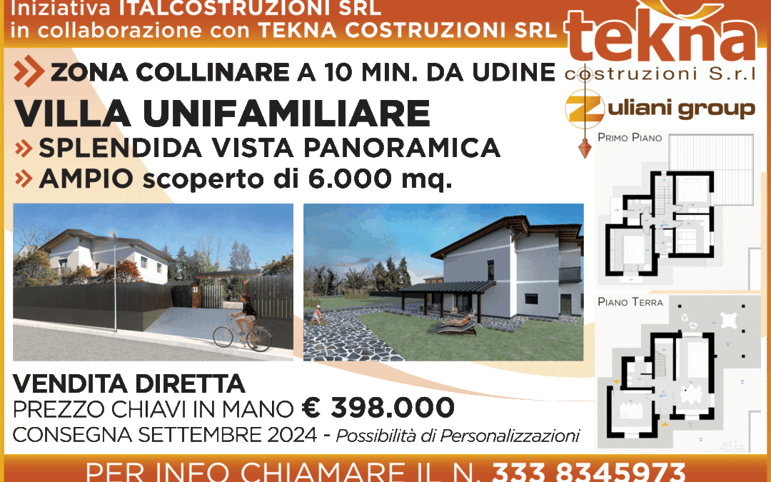 Villa unifamiliare zona collinare a 10 min da Udine